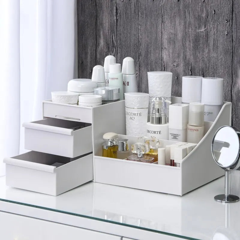White Makeup Organizer Box